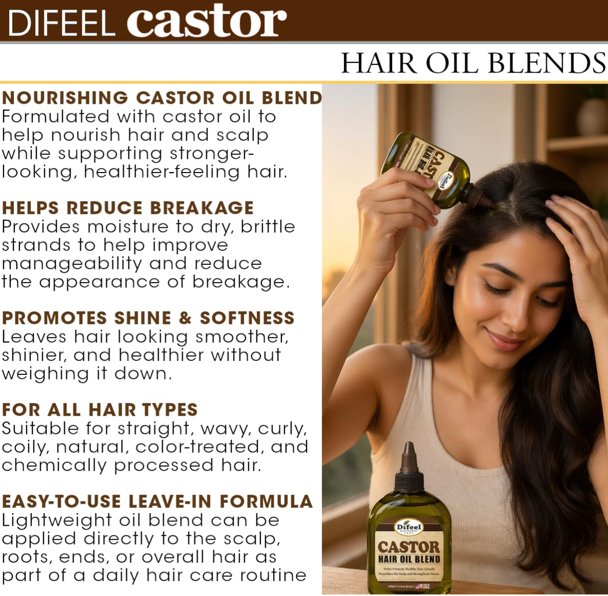 Difeel Mega Care Castor Hair Oil, 7.1 oz