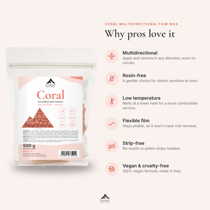 Coral Multidirectional Hard Wax Beads, Rosin-Free, 500 g