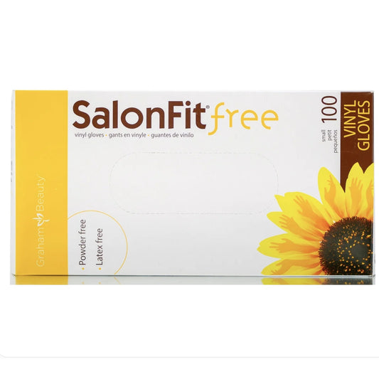 SalonFit Free Vinyl Gloves, Powder-Free, Latex-Free, Box of 100
